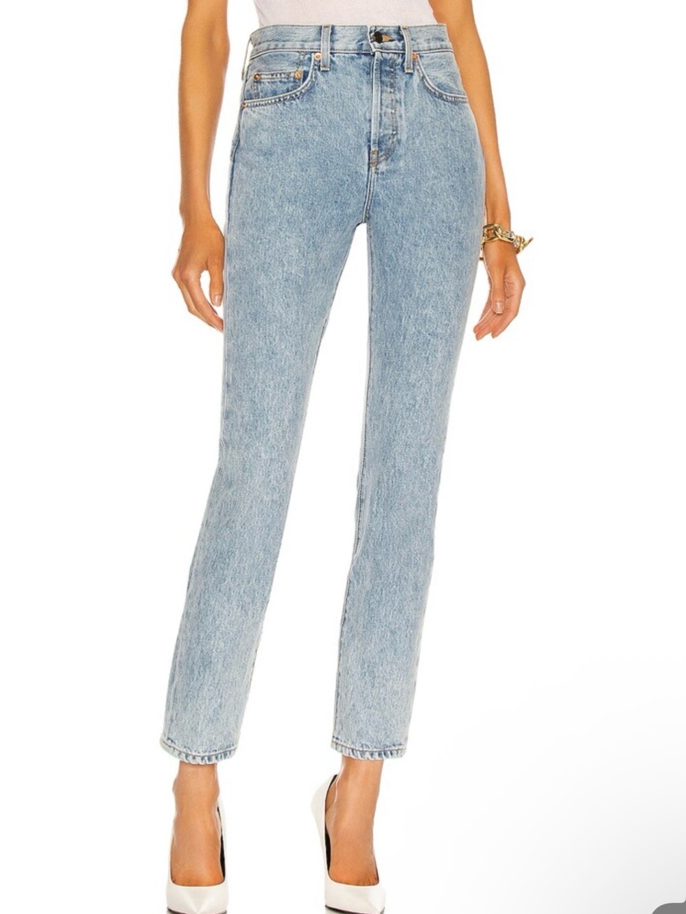 Wardrobe.NYC light wash straight leg jeans size 28